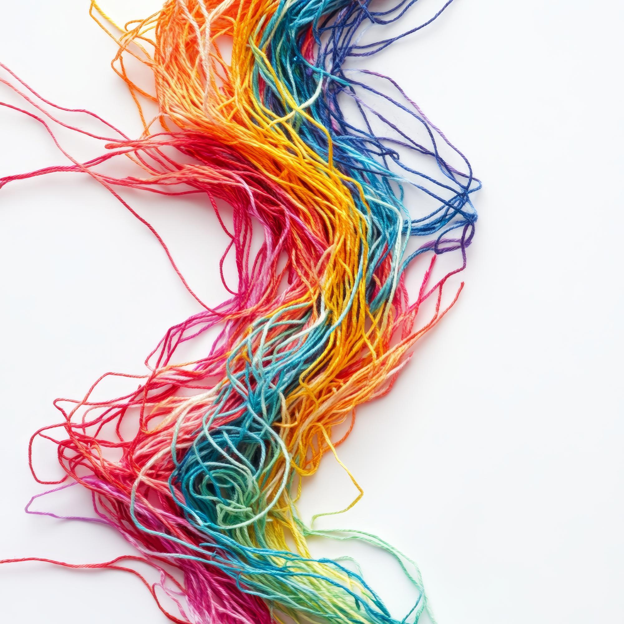 Close-up multicolor thread texture